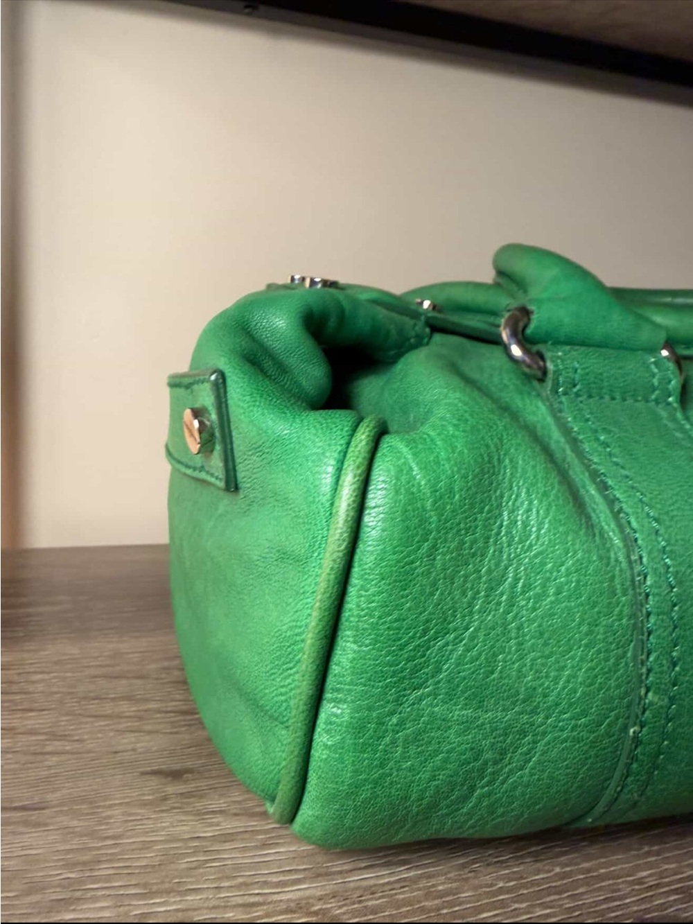 💯Auth! *RARE* VINTAGE! BALENCIAGA CITY WHISTLE BAG Green Leather Silver Hardware - Picture 10 of 16